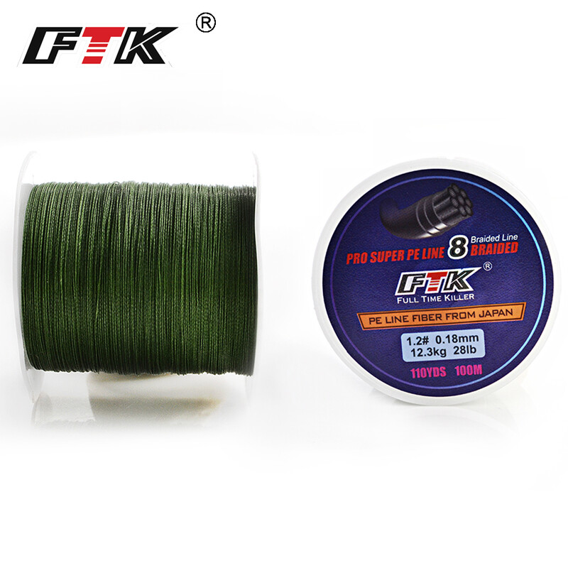 FTK 100M 8 fire PE sârmă împletită Linie de pescuit 110 yarzi Multifilament 0,16 mm-0,40 mm 20LB-90LB Linie de pescuit din fibră Toate pescuitul