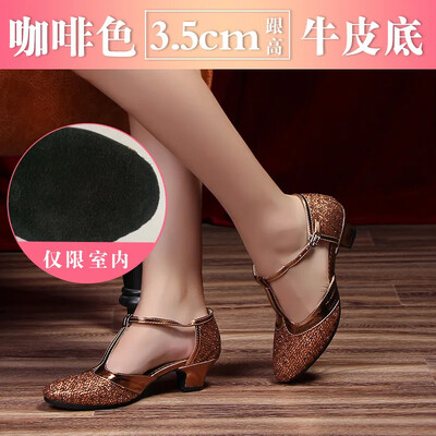 Καλοκαιρινό Νέα Μοντέρνα Γυναικεία Παπούτσια Χορού Κομψά γυναικεία παπούτσια Tango με κλειστά δάχτυλα Standard Waltz Ballroom Dancing Heel Εσωτερική σουέτ σόλα