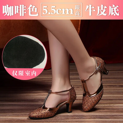 Καλοκαιρινό Νέα Μοντέρνα Γυναικεία Παπούτσια Χορού Κομψά γυναικεία παπούτσια Tango με κλειστά δάχτυλα Standard Waltz Ballroom Dancing Heel Εσωτερική σουέτ σόλα