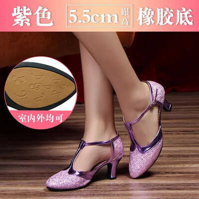 Καλοκαιρινό Νέα Μοντέρνα Γυναικεία Παπούτσια Χορού Κομψά γυναικεία παπούτσια Tango με κλειστά δάχτυλα Standard Waltz Ballroom Dancing Heel Εσωτερική σουέτ σόλα