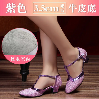 Καλοκαιρινό Νέα Μοντέρνα Γυναικεία Παπούτσια Χορού Κομψά γυναικεία παπούτσια Tango με κλειστά δάχτυλα Standard Waltz Ballroom Dancing Heel Εσωτερική σουέτ σόλα