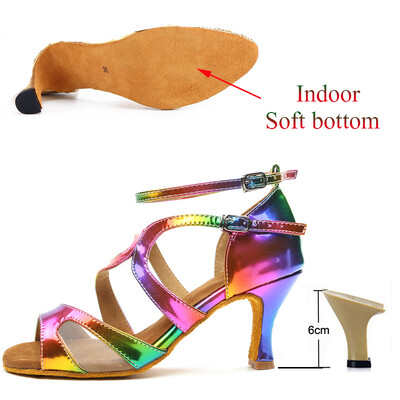 Летни латино танцови обувки Дамски салса танго бални партита Обувки за танци Цветни момичета Сандали на висок ток Джаз кецове