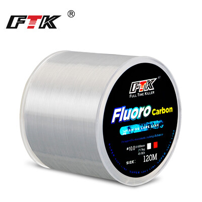 120M Fluorocarbon Coating Fishing Line 0,20mm-0,60mm 7,15LB-45LB Carbon Fiber Leader Line Fishing Lure Wire Sinking Line Japan