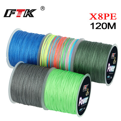 FTK 8 Strands Braided Fishing Line 120m 15-110LB Multifilament Carp Fishing Japanese Braided Wire Fishing Accessorie PE Line