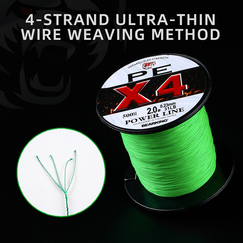 BEARKING Brand 4 fire 100M 300M PE Linie de pescuit împletită 10-93LB Linie de pescuit multifilament netedă pentru pescuitul crapului