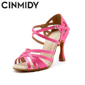 CINMIDY satiinist ladina tantsukingad Tüdrukute roosad tantsukingad Pehme põhjaga naiste sandaalid, pehme tallaga lateksist peokingad