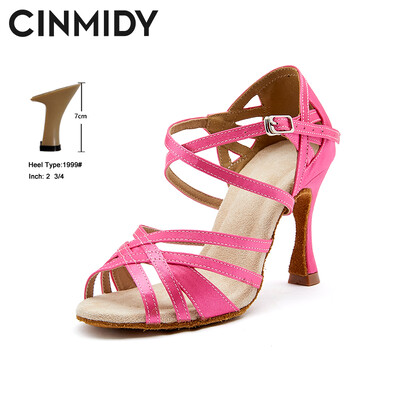 CINMIDY satiinist ladina tantsukingad Tüdrukute roosad tantsukingad Pehme põhjaga naiste sandaalid, pehme tallaga lateksist peokingad