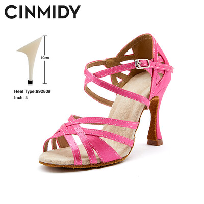 CINMIDY satiinist ladina tantsukingad Tüdrukute roosad tantsukingad Pehme põhjaga naiste sandaalid, pehme tallaga lateksist peokingad