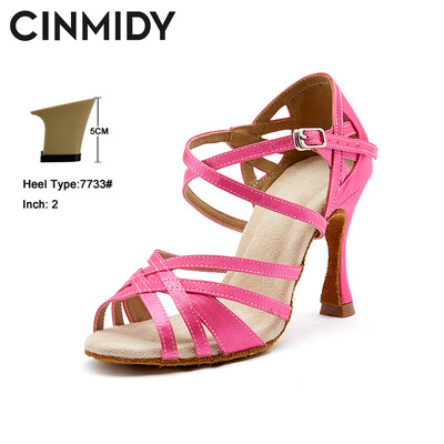 CINMIDY satiinist ladina tantsukingad Tüdrukute roosad tantsukingad Pehme põhjaga naiste sandaalid, pehme tallaga lateksist peokingad