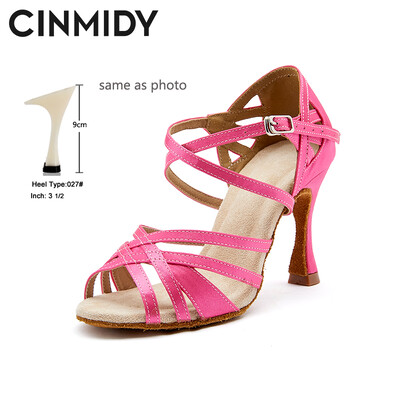 CINMIDY satiinist ladina tantsukingad Tüdrukute roosad tantsukingad Pehme põhjaga naiste sandaalid, pehme tallaga lateksist peokingad