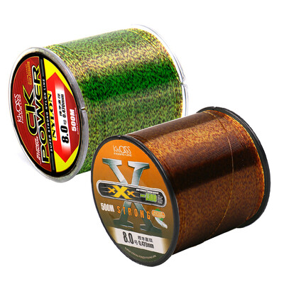 500m Χρυσό/Πράσινο/Μπλε στίγματα Fishing-Line Bionic Invisible Monofilament Nylon speckle Fluorocarbon Line Carp Fishline