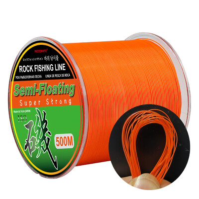 Linie de pescuit din nailon monofilament semi-plutitor de 500 m alb roz portocaliu verde galben stâncă stâncă cu momeală de mare accesorii de pescuit