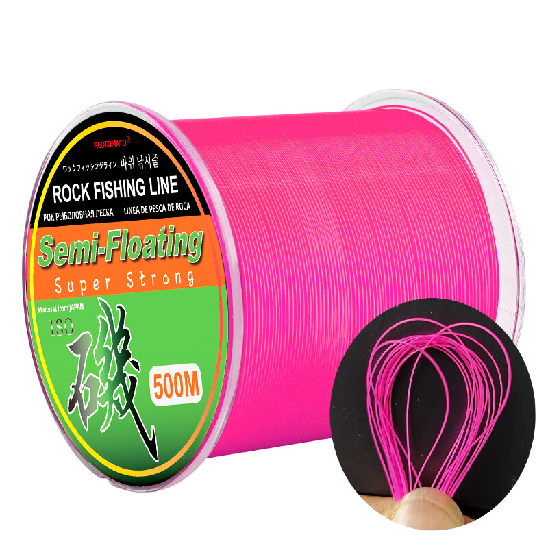 Linie de pescuit din nailon monofilament semi-plutitor de 500 m alb roz portocaliu verde galben stâncă stâncă cu momeală de mare accesorii de pescuit
