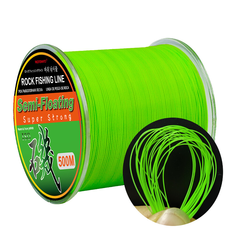 Linie de pescuit din nailon monofilament semi-plutitor de 500 m alb roz portocaliu verde galben stâncă stâncă cu momeală de mare accesorii de pescuit