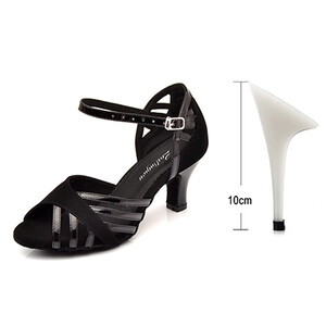 Ladingwu Pantofi de dans latino pentru femei din piele intoarsa si PU, mov nou, pentru petrecere, salsa, pantofi de dans cu toc cuba, 9 cm, pantofi de dans