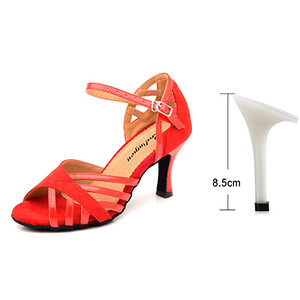 Ladingwu Pantofi de dans latino pentru femei din piele intoarsa si PU, mov nou, pentru petrecere, salsa, pantofi de dans cu toc cuba, 9 cm, pantofi de dans