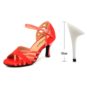 Ladingwu Pantofi de dans latino pentru femei din piele intoarsa si PU, mov nou, pentru petrecere, salsa, pantofi de dans cu toc cuba, 9 cm, pantofi de dans