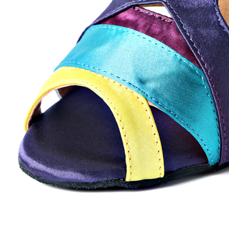 Pantofi de dans latino de vară pentru dama, salsa, tango, petrecere de bal, tocuri, negru, albastru, satin, sandale pentru fete, toc 10 cm