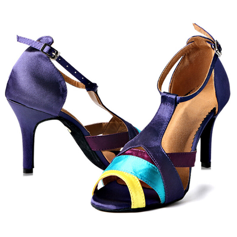 Pantofi de dans latino de vară pentru dama, salsa, tango, petrecere de bal, tocuri, negru, albastru, satin, sandale pentru fete, toc 10 cm
