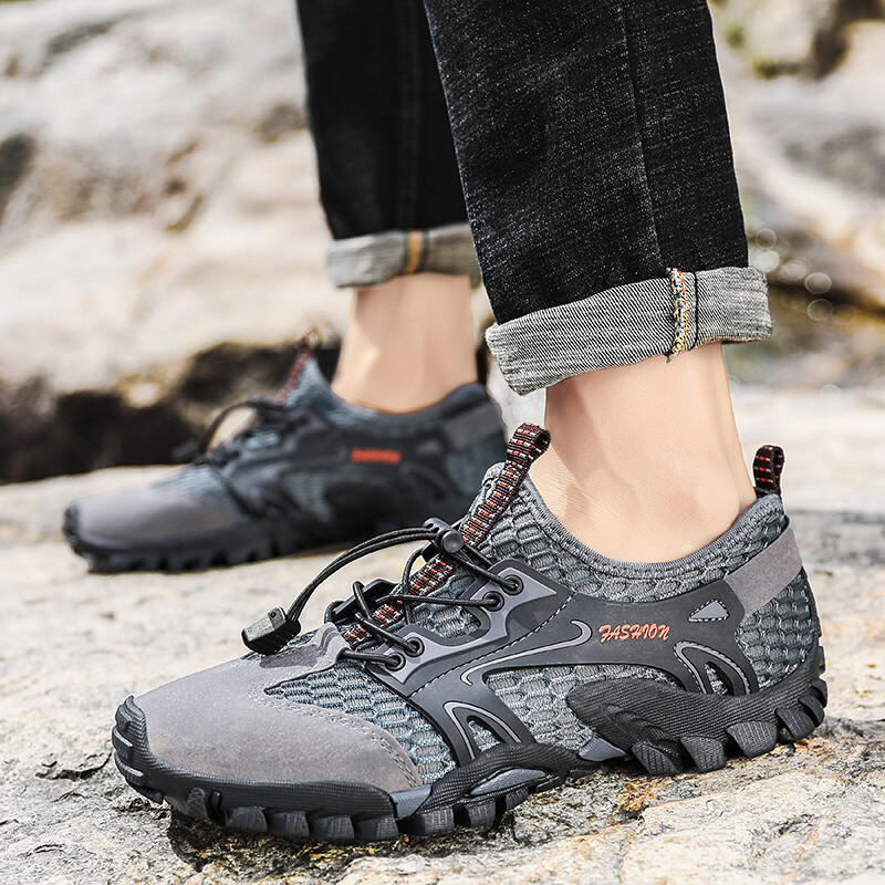 Soe soodusmüük suvised matkatossud, suured 50 mõõduga meeste hingavad tossud, libisemiskindlad kõndimisspordijalatsid Meeste Zapatillas De Hombre