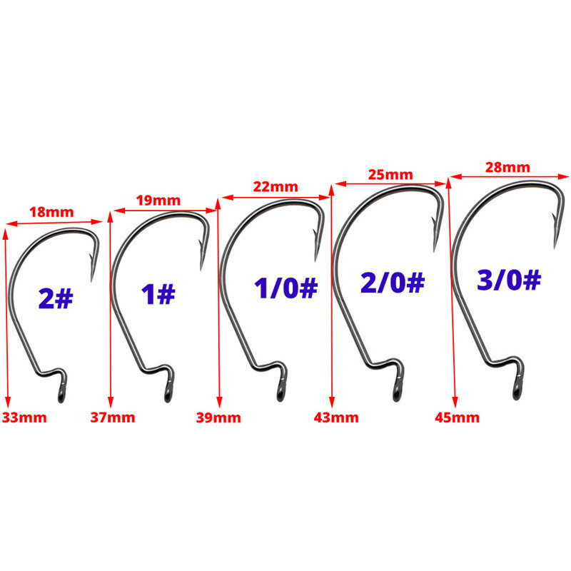 50 buc/lot cârlige de pescuit cu distanță largă Texas cârlige offset pentru pescuit cu nalucă moale Texas rig sau set de cârlige de pescuit Carolina rig