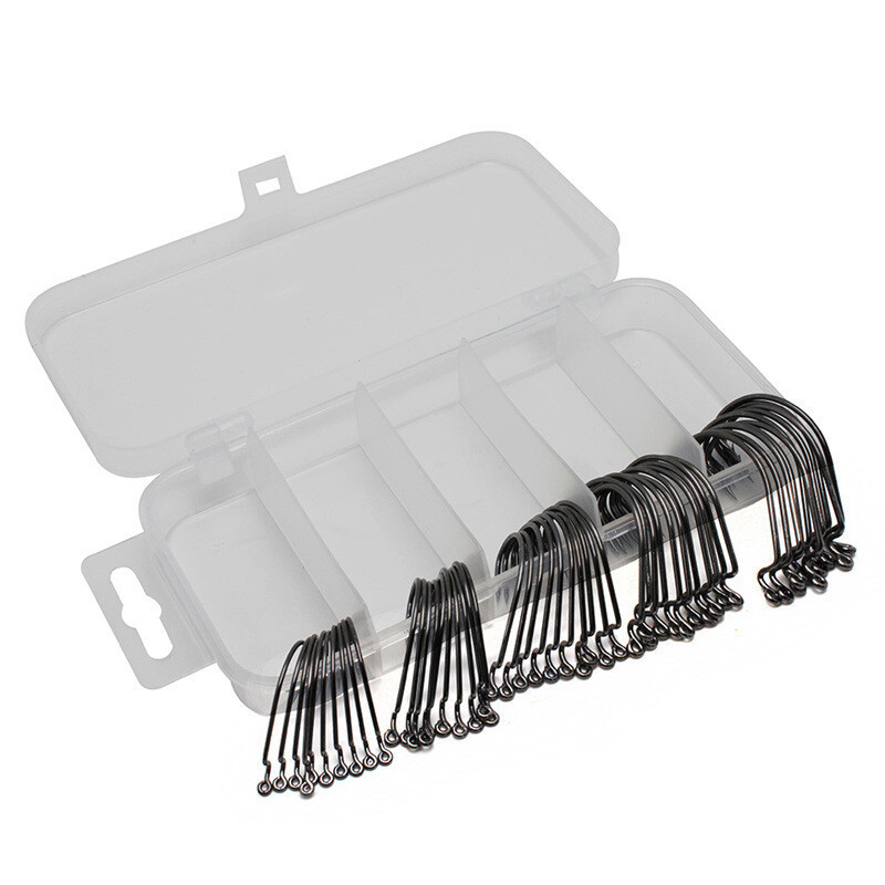 50 buc/lot cârlige de pescuit cu distanță largă Texas cârlige offset pentru pescuit cu nalucă moale Texas rig sau set de cârlige de pescuit Carolina rig