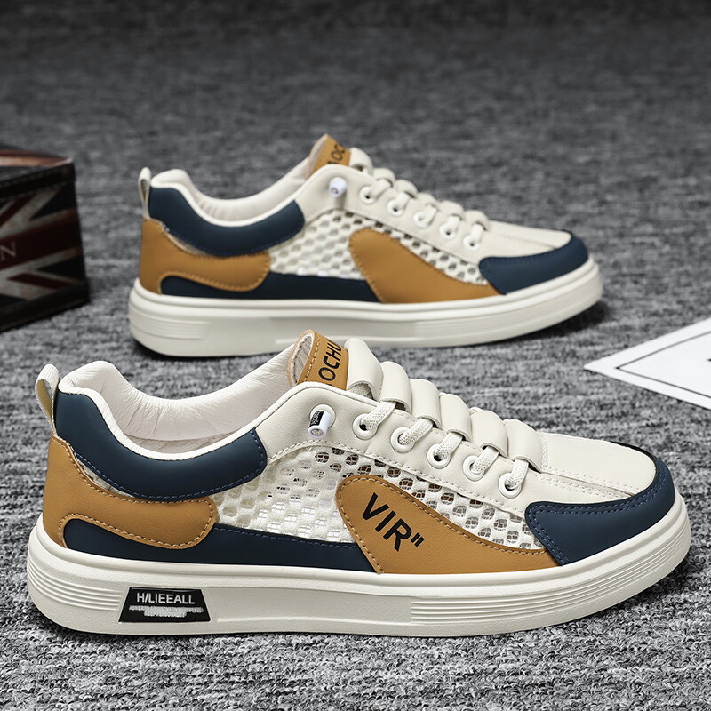 Meeste tossud, võrkkangast hingavad vabaajajalatsid, mugavad õueskäimise jalanõud meestele, lamedad paelad, vulkaniseeritud jalanõud Zapatos Hombre