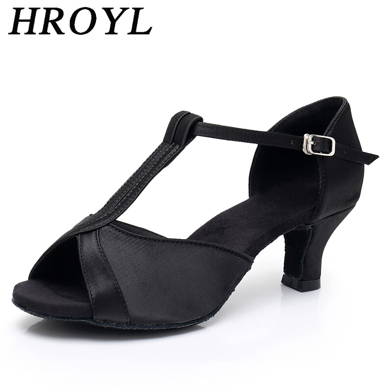 HROYL Ženske tango latino plesne cipele Satenske plesne cipele Djevojačke plesne cipele Ženske 5CM i 7CM Sandale za vježbanje