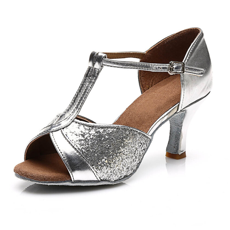 HROYL Ženske tango latino plesne cipele Satenske plesne cipele Djevojačke plesne cipele Ženske 5CM i 7CM Sandale za vježbanje