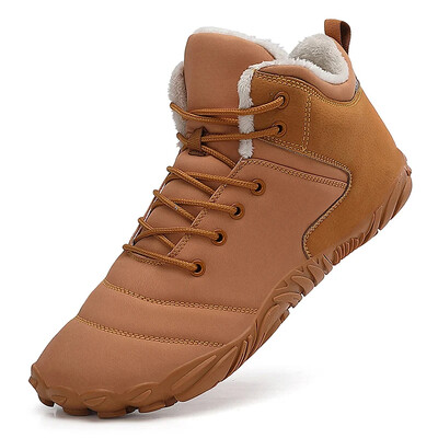 Cizme scurte de iarnă la modă pentru bărbați, pantofi casual pentru zăpadă desculț, pantofi de camping pentru drumeții în aer liber, cizme de zăpadă calde pentru femei