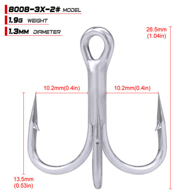 PROBEROS 10 buc/lot cârlig de pescuit cu apă sărată cârlig din tablă mată 2/0#-1/0#-1#-2#-4#-6#-8# cârlig 3X de oțel cu înaltă carbon de înaltă rezistență