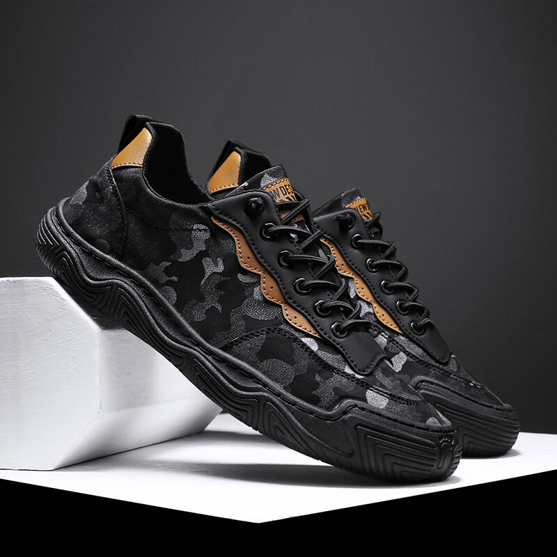 Moda primăvară toamnă pantofi de pânză bărbați pantofi ocazional cu șireturi plate, tendință de camuflaj, pantofi vulcanizați pentru bărbați de înaltă calitate
