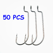 50 KOM Duga ručka Crv Bodljikava Ribarska Udica Offset Udice Texas Rigs Dodaci