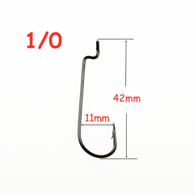 50 KOM Duga ručka Crv Bodljikava Ribarska Udica Offset Udice Texas Rigs Dodaci