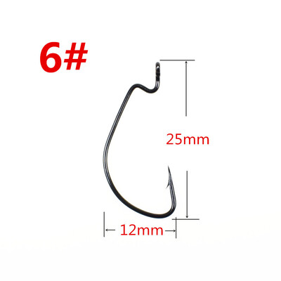 Cârlig de pescuit cu manivelă lată din oțel carbon, 50 buc