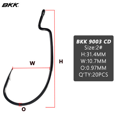 BKK 20PCS 9003 CD must nikkel vändaga õngekonks 5/0 - 1# 3X tugevdada ussikonksu jigging Bait Texas Rig karpkala bassi kalakonks