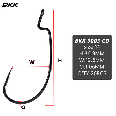 BKK 20PCS 9003 CD must nikkel vändaga õngekonks 5/0 - 1# 3X tugevdada ussikonksu jigging Bait Texas Rig karpkala bassi kalakonks