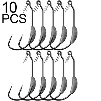 10 TK Jig vändapeaga okastkonks 2g 3g 5g 7g Pehme peibutusussi nihkega kalakonks vedrulukunõel Pesca Texas Rigs kalastustarbed