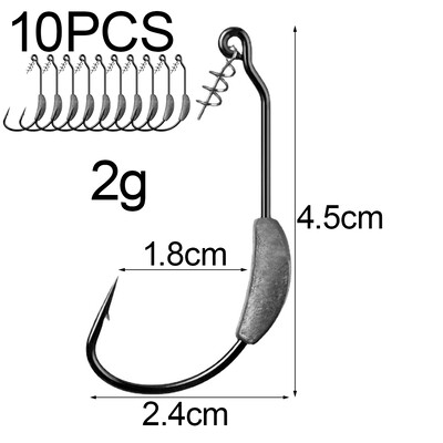 10 TK Jig vändapeaga okastkonks 2g 3g 5g 7g Pehme peibutusussi nihkega kalakonks vedrulukunõel Pesca Texas Rigs kalastustarbed