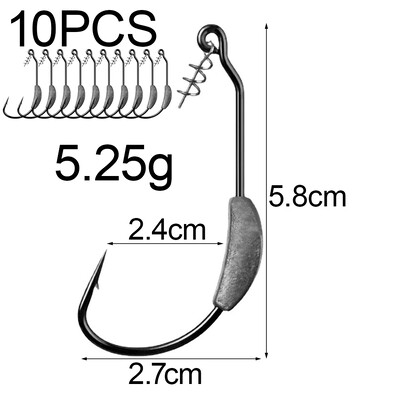 10 TK Jig vändapeaga okastkonks 2g 3g 5g 7g Pehme peibutusussi nihkega kalakonks vedrulukunõel Pesca Texas Rigs kalastustarbed
