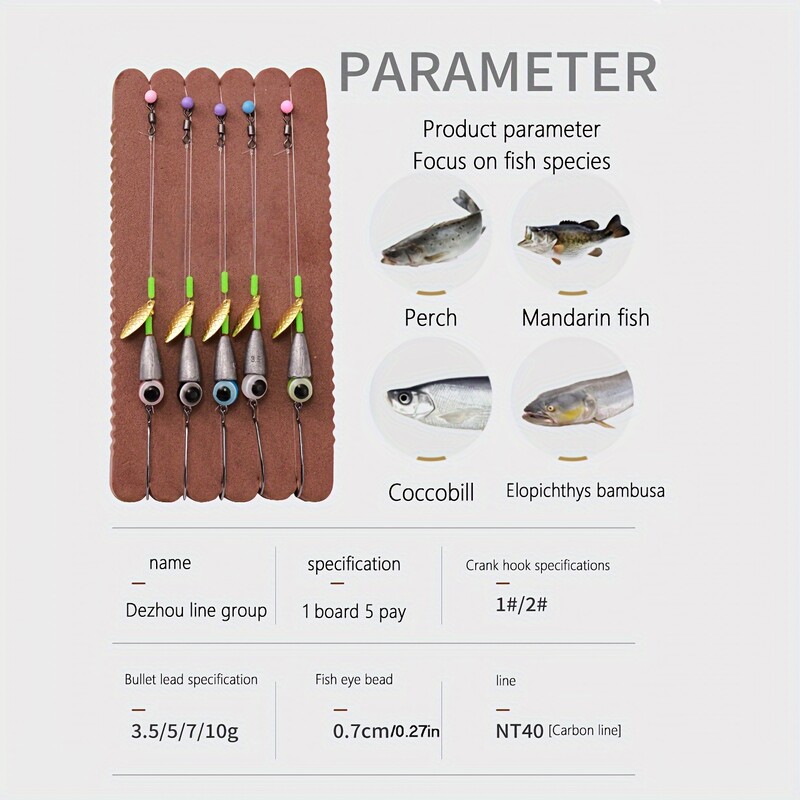 5gab/maisā Texas Rig, iepriekš piesieti makšķerēšanas piederumi asari mandarīnu zivīm Piesieniet āķu grupu un Teksasas grupu