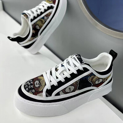 Pantofi vulcanizați pentru bărbați Noua modă în stil stradal Confortabil, antiderapant, ocazional, cu șireturi, pantofi pentru activități în aer liber pentru bărbați