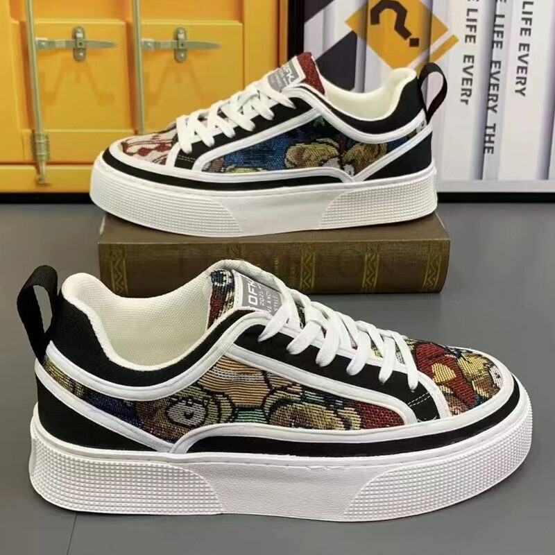 Pantofi vulcanizați pentru bărbați Noua modă în stil stradal Confortabil, antiderapant, ocazional, cu șireturi, pantofi pentru activități în aer liber pentru bărbați