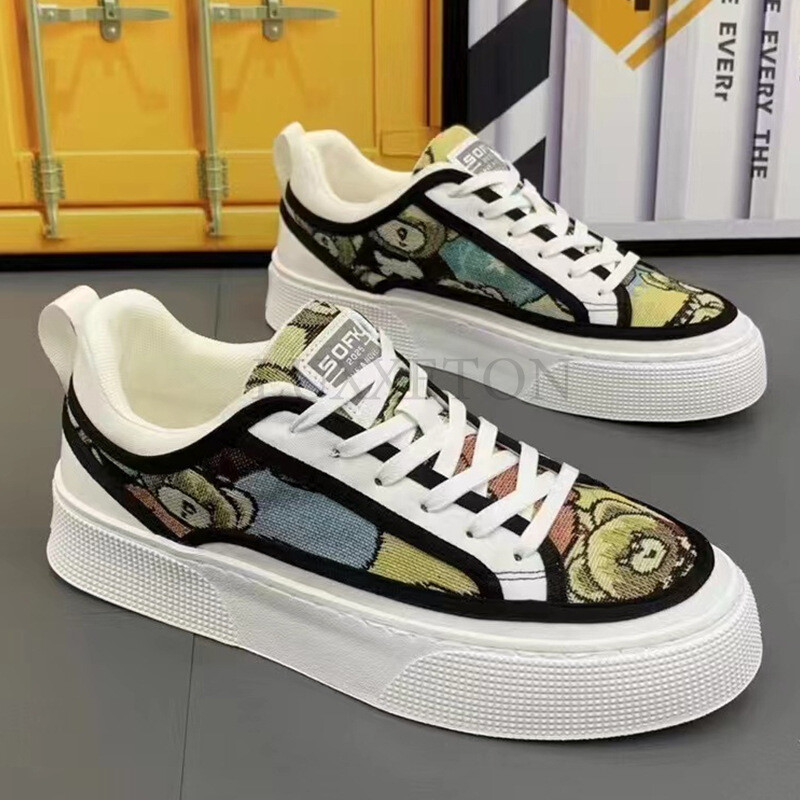 Pantofi vulcanizați pentru bărbați Noua modă în stil stradal Confortabil, antiderapant, ocazional, cu șireturi, pantofi pentru activități în aer liber pentru bărbați