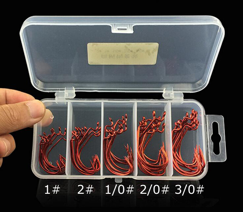 50 kom/kutija Texas ribolovne udice sa širokim otvorom, ofsetna udica za ribolov s mekim mamcem i mamcem, set udica za pecanje s opremom Texas ili Carolina