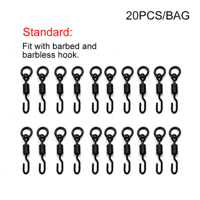 20 tk karpkalapüügi tarvikud Kiiresti vahetatav pöörlev sobiv Ronnie kalastusseadme ühendus eriti tugev konksuga ratas otsavarustuse jaoks