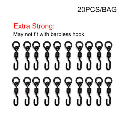 20 tk karpkalapüügi tarvikud Kiiresti vahetatav pöörlev sobiv Ronnie kalastusseadme ühendus eriti tugev konksuga ratas otsavarustuse jaoks