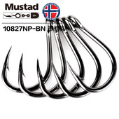 Mustad 10827NP-BN 3X Strong #1-12/0 Jigging Lure Livebait Hooks Sea Tuna Barbed Jig Hook για θαλασσινό νερό Μεγάλο παιχνίδι συρτή Ψάρεμα