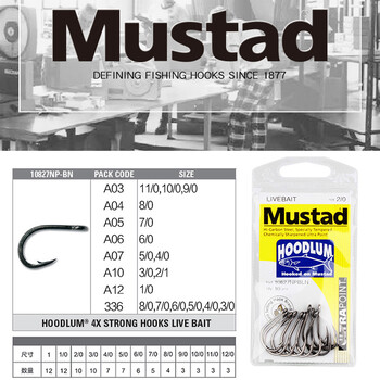 Mustad 10827NP-BN 3X Strong #1-12/0 Джигинг примамка Куки за жива стръв Морска риба тон Бодлива джиг кука за соленоводен едър дивеч Тролинг риболов