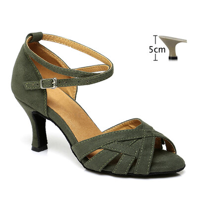 DKZSYIM Zelene/crvene cipele za latino ples, ženske plesne cipele, profesionalne plesne cipele za tango salsu Flock, mekane visokokvalitetne cipele na petu 3-10 cm